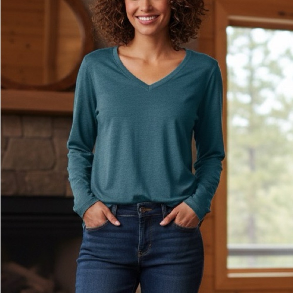 Eddie Baurer long sleeve v neck tee for‎ woman